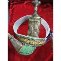 Yemen: Jambiya in silver fittings with belt.