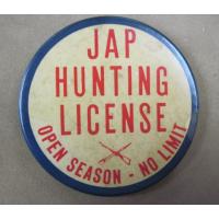 US: WWII "Jap hunting license" pin.