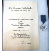 Germany: Long service medal and document