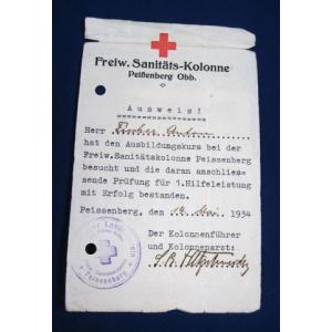 Germany: 1934 Bavarian Red Cross pass.