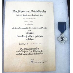 Germany: Long service medal and document